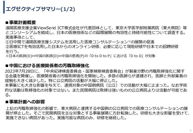 令和5年度「中国における医療ICTを有効活用した医療技術等国際展開支援実証調査事業報告書」